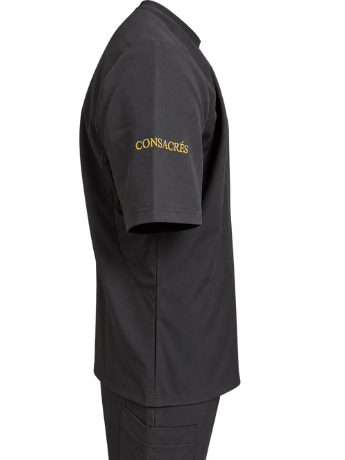 Consacrés Men's Signature Scrub Top — side view,